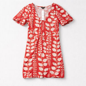 0162 NWT Chaudry kc Ox Red with White Flowers Dress Size Medium